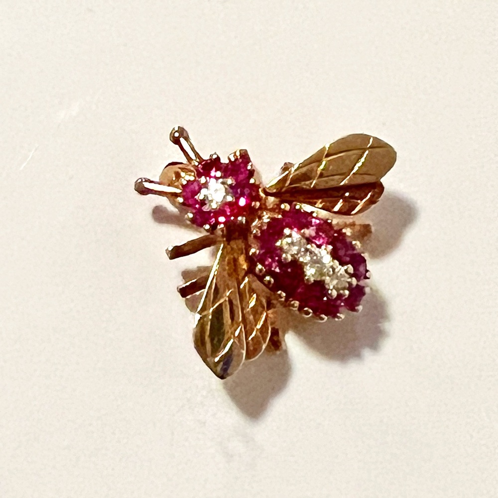 Ruby & Diamond Bee Pin